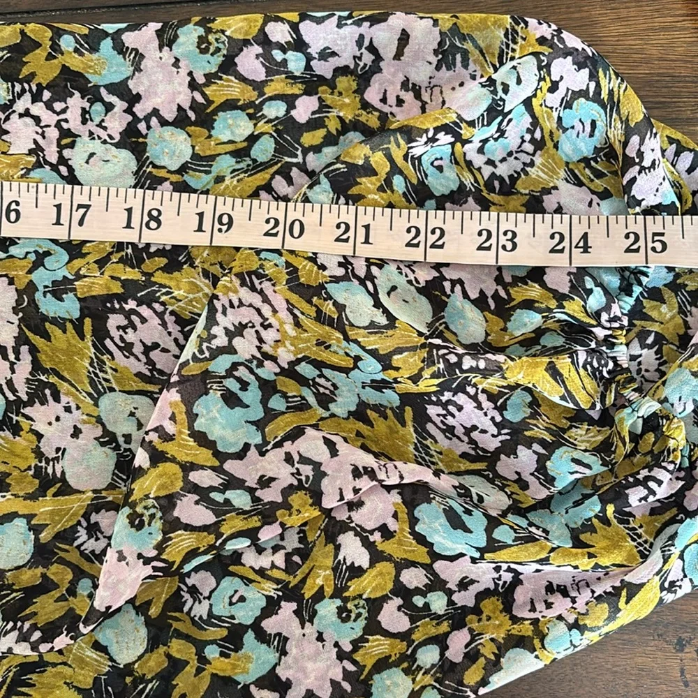 Free People Mabel Printed Ruffle Tie-Front Open-Back Floral Blouse Size Large